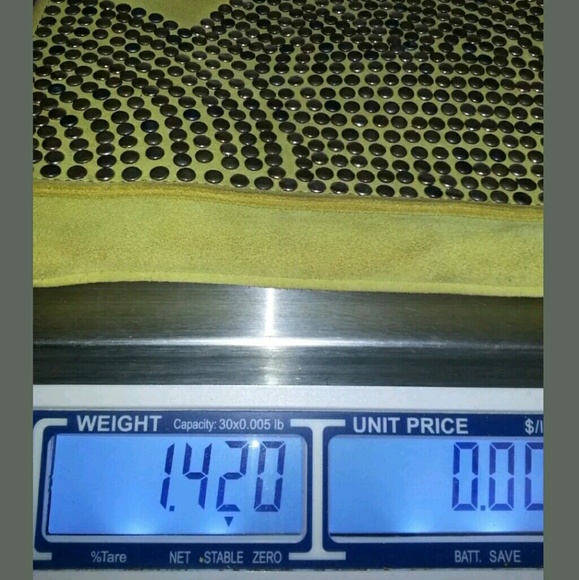 Rare Studded SUEDE Leather CLUTCH Purse Chain Bag VINTAGE BoHo Statement FALL - Picture 3 of 8